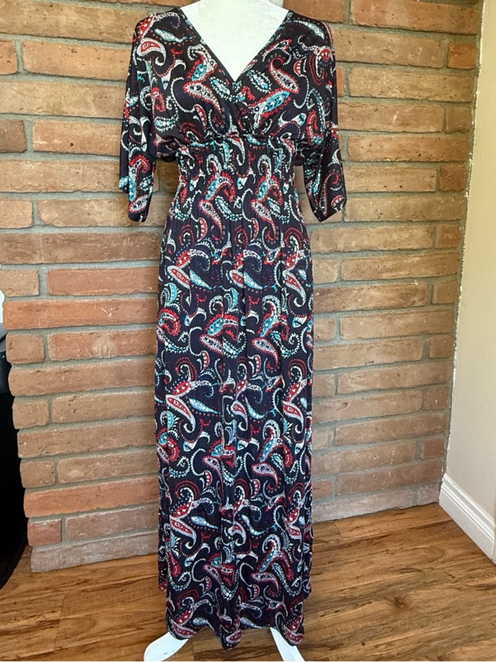 Paisley Print Black Maxi Dress